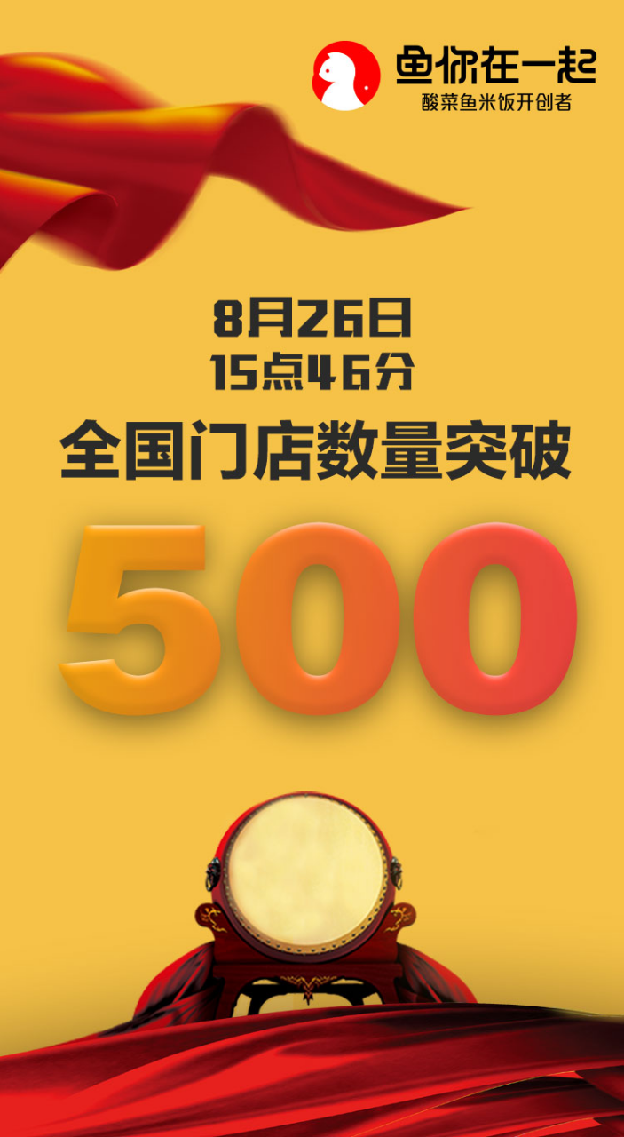 喜报!酸菜鱼米饭加盟品类开创者“鱼你在一起”正式突破500家!
